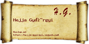 Hejja Györgyi névjegykártya